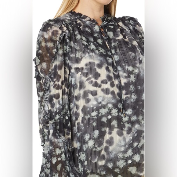 Marie Oliver Silk Haley Blouse in Jade Speckle - Size Medium - Picture 3 of 13